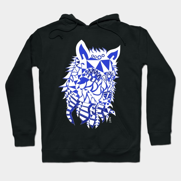 kiba the wolf in mexican pattern arts ecopop wild dog Hoodie by jorge_lebeau